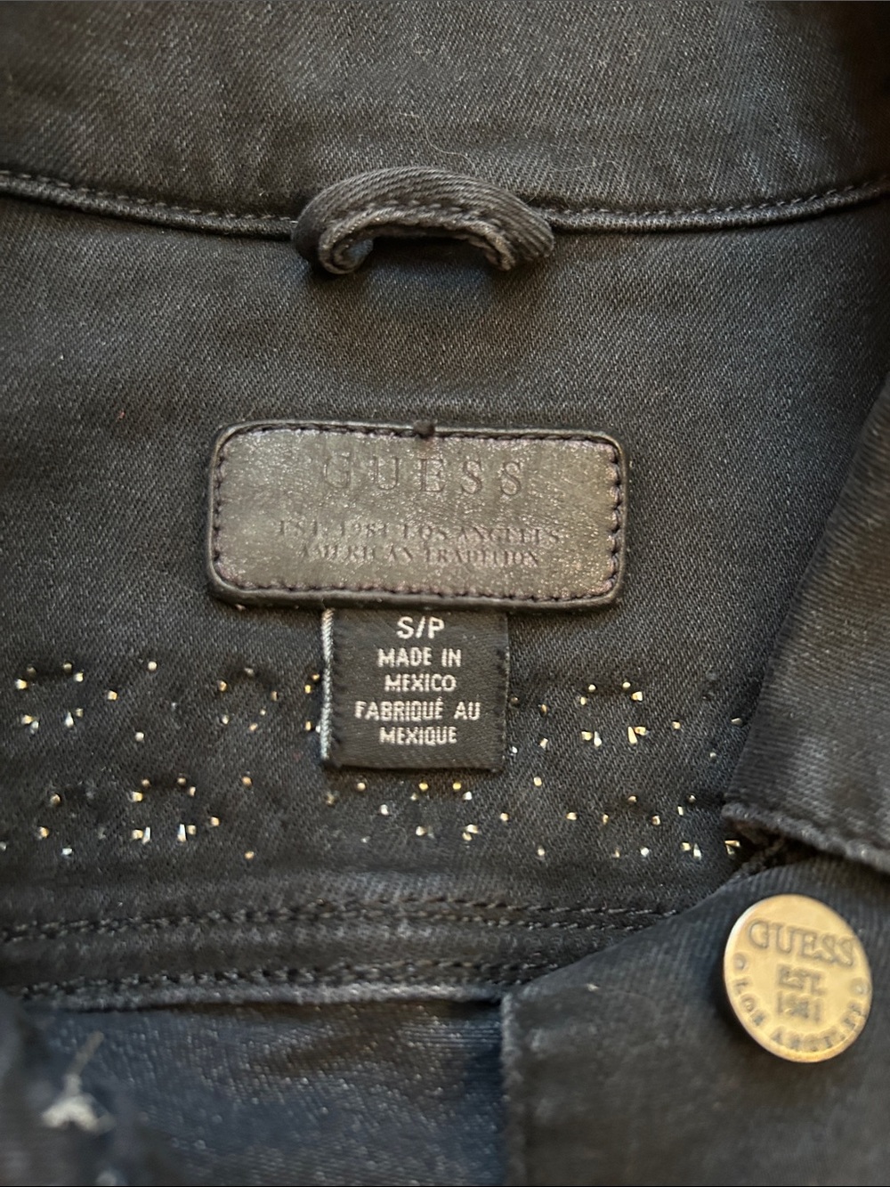 Guess Black Studded Fringe Denim Jacket - Picture 2 of 6